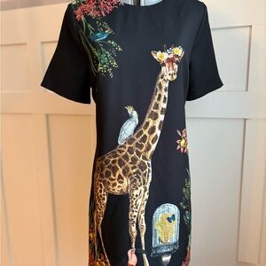 Girls Black Giraffe Print Casual Dress 10